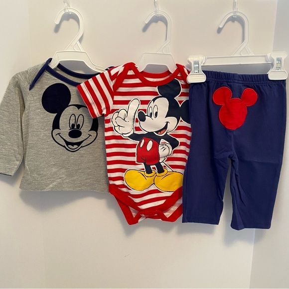 Disney Other - DISNEY Baby Boys Mickey Mouse 3 Piece Tops & Bottom Bundle Size 3-6 Months